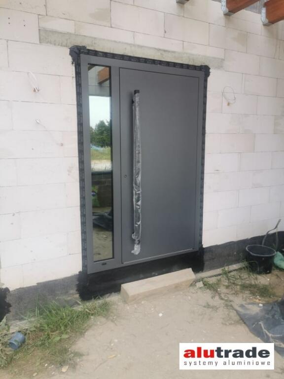 przeszklone drzwi panelowe z aluminium